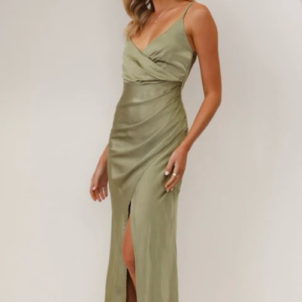 Billy J Elsa Midi Dress - Olive - Size 6 AU